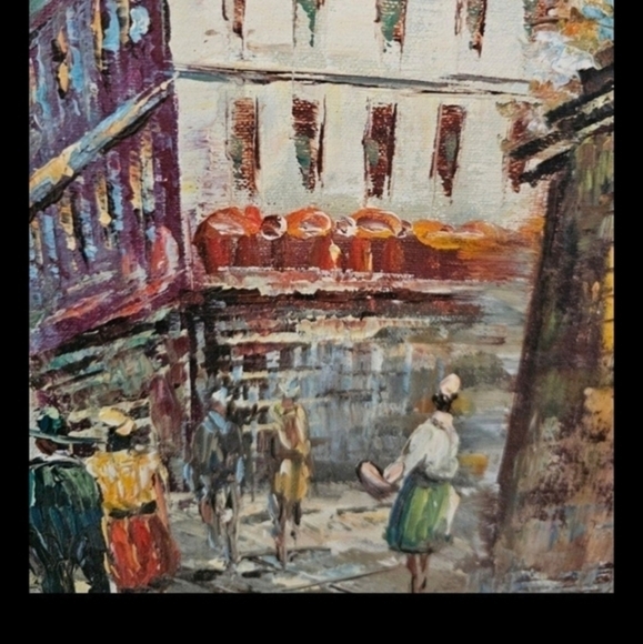 Oil painting on canvas of a Paris Street‎ scene, framed and signed, Burnett - Picture 6 of 10